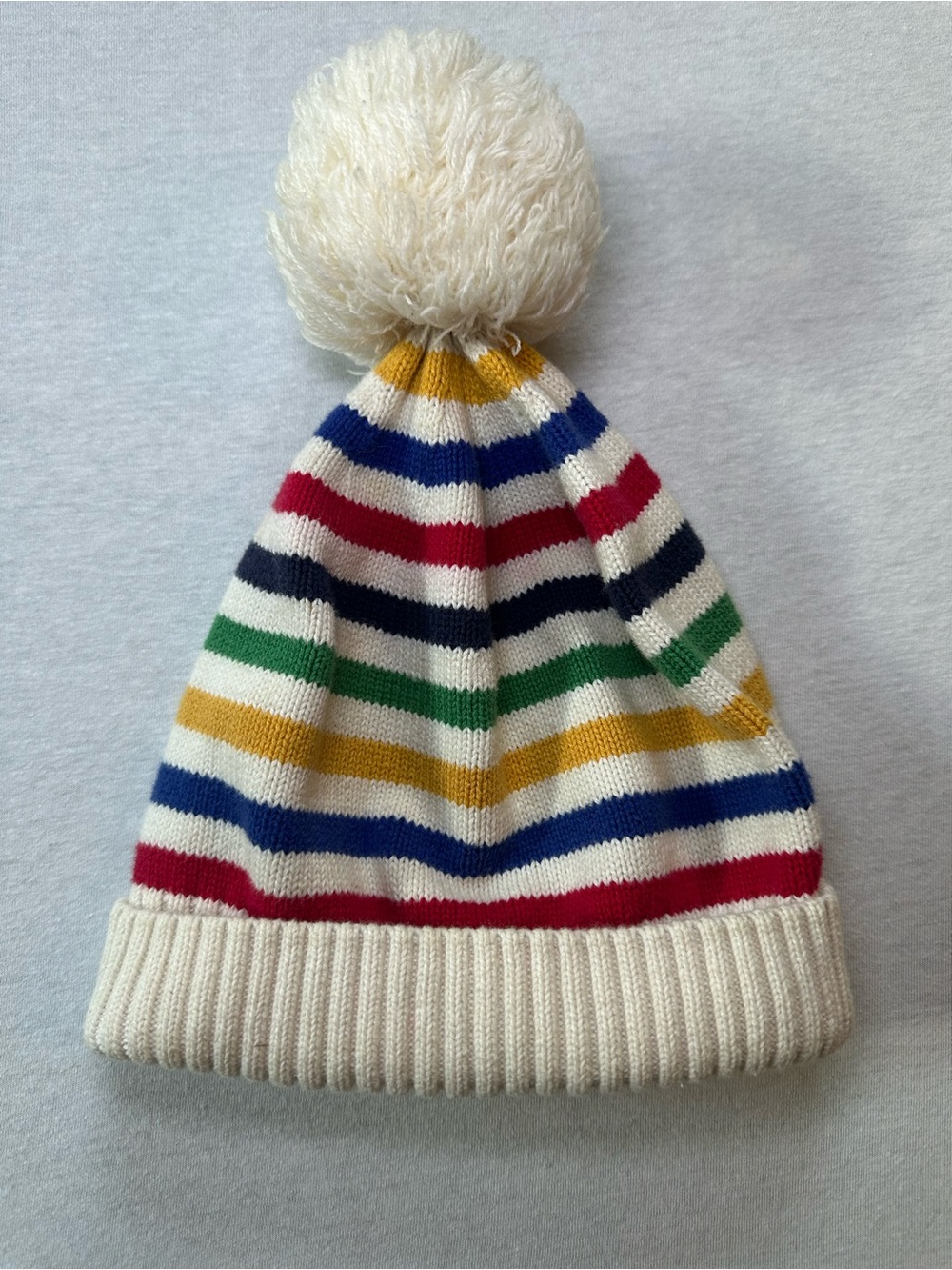 Hanna Andersson Kids Multi-Stripe Cotton Pom-Pom Beanie Winter Hat Size M 3-6 yr